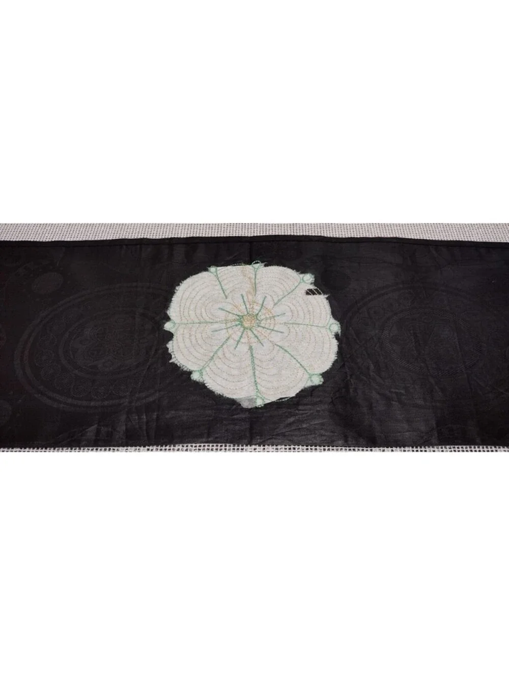 Vintage Spider Web Scarf Recangle Black Sturdy Cotton Embroidered - Planets Goth